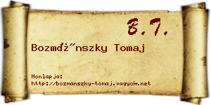 Bozmánszky Tomaj névjegykártya
